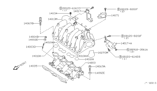 2002 Nissan Quest  Manifold-Intake Diagram for 140037B001