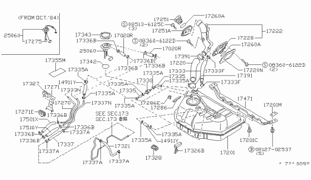 1984 Nissan Sentra  Clamp-Hose Diagram for 0155500341