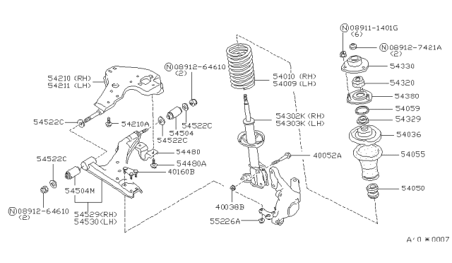 1984 Nissan Sentra  STRUT Kit LH Diagram for 5430301A27
