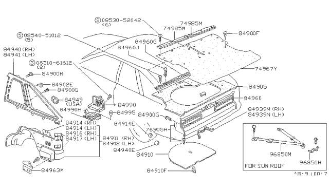 1983 Nissan Sentra Clip-Trim Diagram for 8494811A00