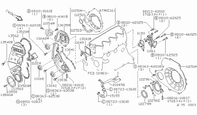 1986 Nissan Sentra Bolt Diagram for 13505D0101