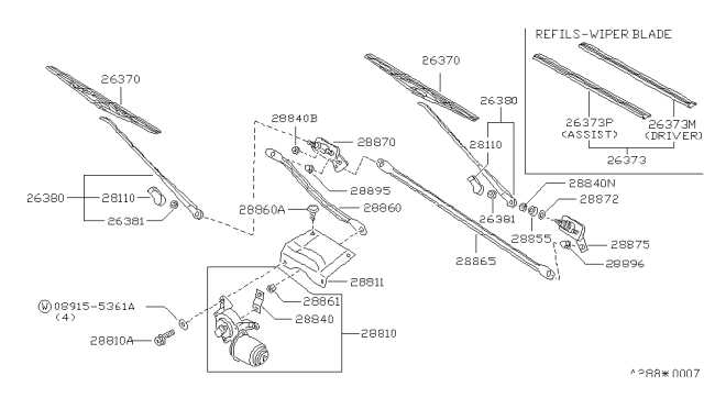 1985 Nissan Sentra  Nut WIPER Arm Diagram for 0122500331