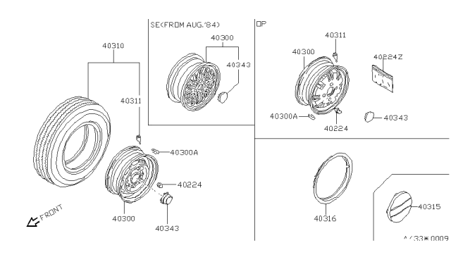 1984 Nissan Sentra  Disc Wheel Cap Diagram for 4031514A00