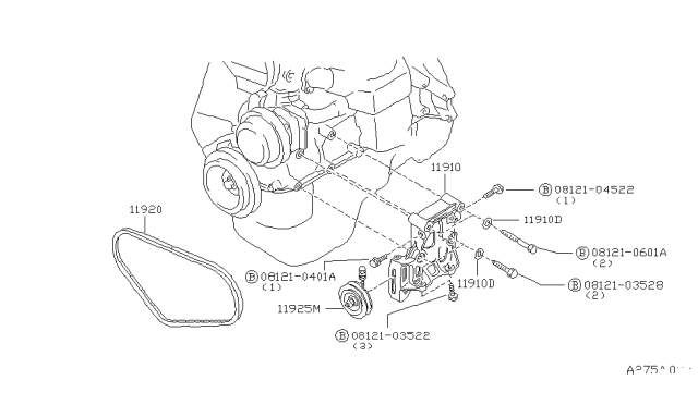 1984 Nissan Sentra Compressor Belt Diagram for 1192016A10