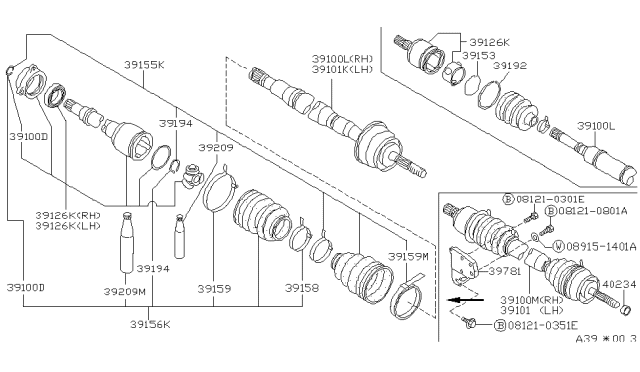1988 Nissan Stanza  Repair-Kt Joint Inner Diagram for 3971129R25