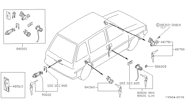 1988 Nissan Stanza  Cylinder Fuel Filler Diagram for 7884001R25