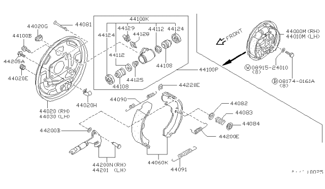 1987 Nissan Stanza  Shoe Set Rear Diagram for 4406056L25