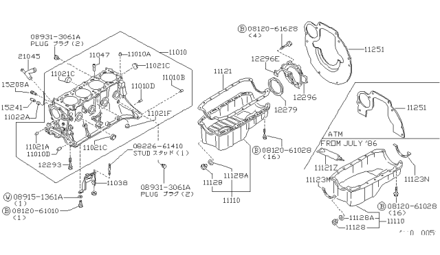 1987 Nissan Stanza  Plug Welch Diagram for 1102216A00