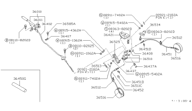 1987 Nissan Stanza COTTER Pin Diagram for 009212182A
