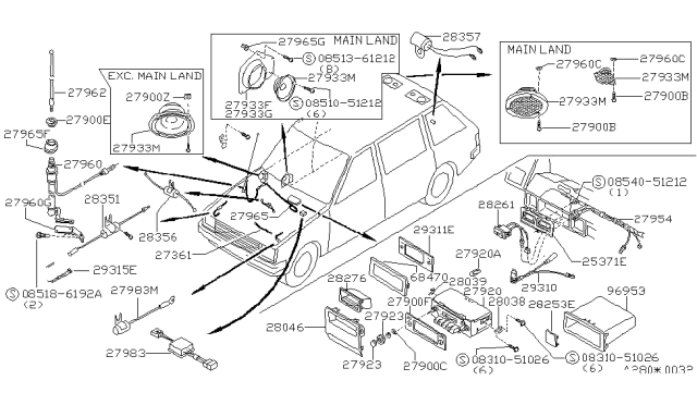 1986 Nissan Stanza  Antenna Diagram for 2820629R02