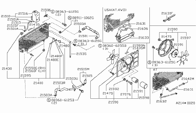 1988 Nissan Stanza  Cock-Water Drain Diagram for 21480R0100