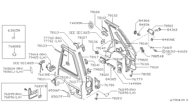 1987 Nissan Stanza  Rubber-Drain Bumper Diagram for 77760R8000