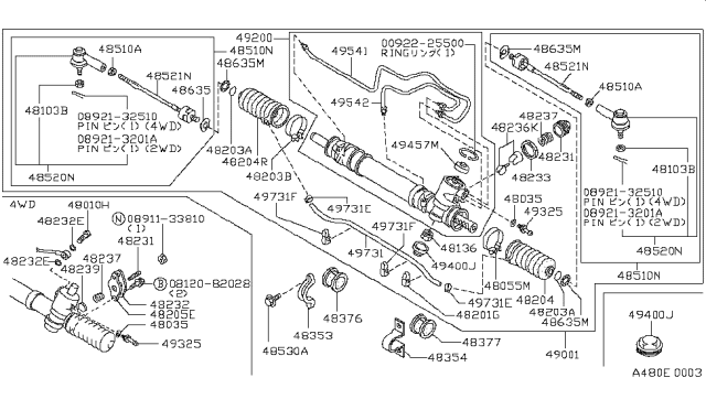 1988 Nissan Stanza  Socket-Side Rod Inner Diagram for 4852106R05