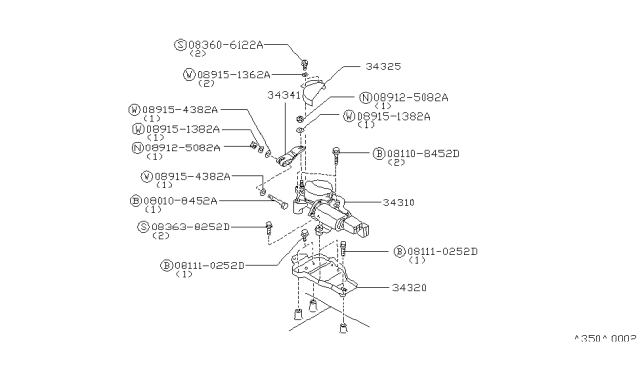1986 Nissan Stanza  Bolt Hex Diagram for 080108452A