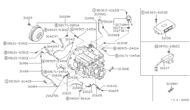 1992 Nissan Stanza  Screw-Machine Diagram for 0836361222