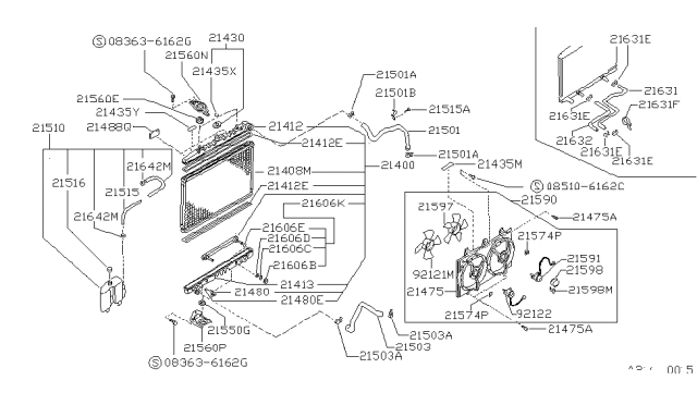 1991 Nissan Stanza  Cock-Water Drain Diagram for 2144001E00