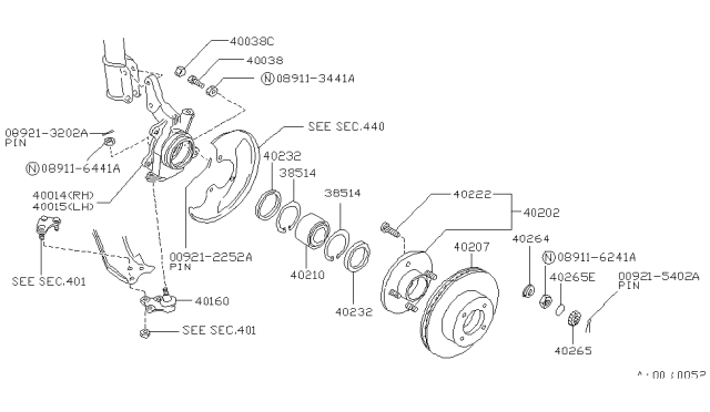 1990 Nissan Stanza  Hub Road Wheel Diagram for 4322221B00