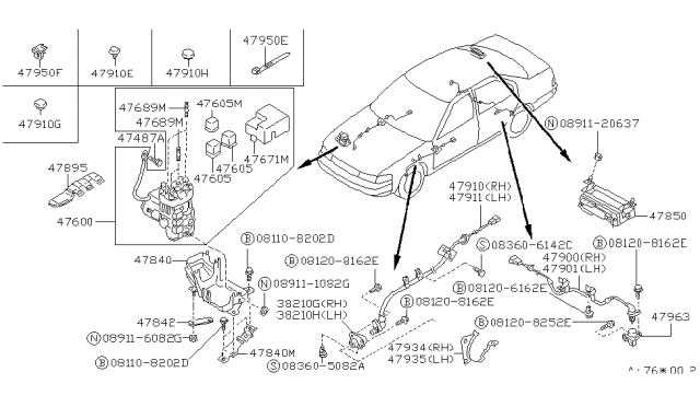1990 Nissan Stanza  Relay Assembly-ACTUATOR Motor Diagram for 4760517V00
