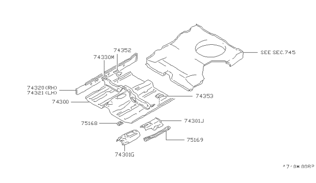 1990 Nissan Stanza Extension-Front Side Member, Rear LH Diagram for 7517565E30