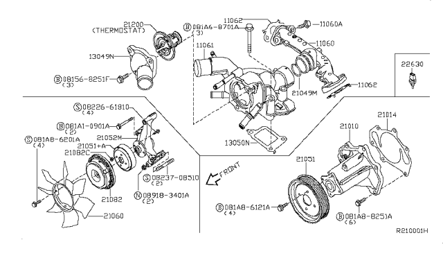 2009 Nissan Pathfinder Seal-O Ring Diagram for 21049AE000