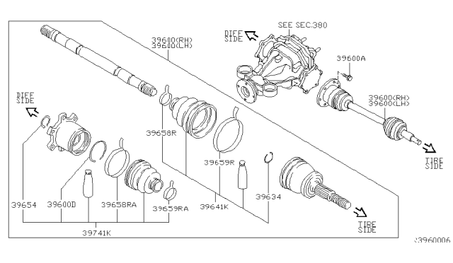 2010 Nissan Pathfinder  Repair Kit-Dust Boot, Outer Diagram for 39241EA125