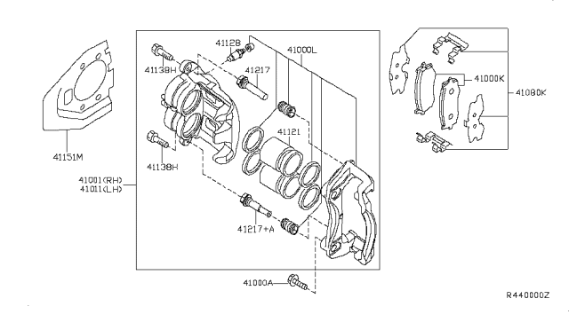 2012 Nissan Pathfinder  Hardware Kit-Front Disc Brake Pad Diagram for D1080ZQ00A