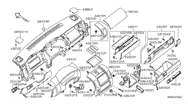 2009 Nissan Pathfinder  Clip-Spring Diagram for 681967S000