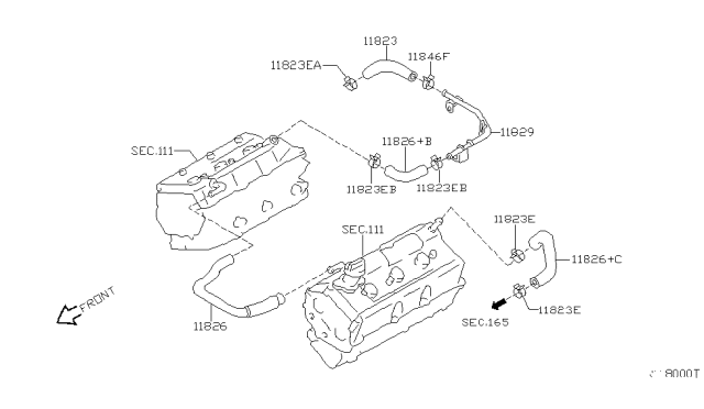 2008 Nissan Pathfinder  Clamp-Hose A Diagram for 16439V500A