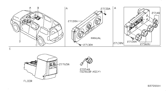 2008 Nissan Pathfinder Knob-Control Diagram for 27560EA000