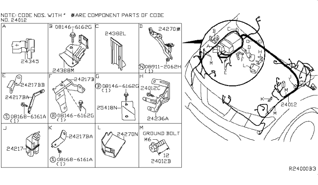 2008 Nissan Pathfinder  Bracket-Connector Diagram for 24236EA000