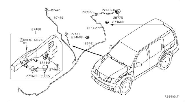 2008 Nissan Pathfinder  Hose-Washer Diagram for 28975EA511