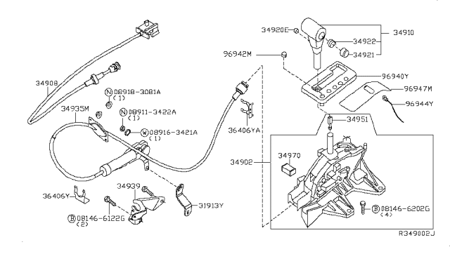 2012 Nissan Pathfinder  Lever SELCT Rang Diagram for 31913ZL80A