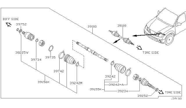 2008 Nissan Pathfinder Repair Kit-Dust B00T, Inner Diagram for 397417S026