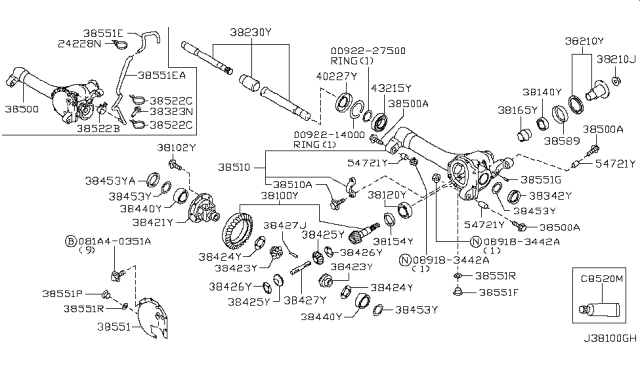 2007 Nissan Pathfinder  Nut-Drive Pinion Diagram for 382168S110