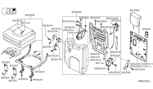 2010 Nissan Pathfinder  BRAKT Assembly Floor Rear, RH Diagram for 89134EA000