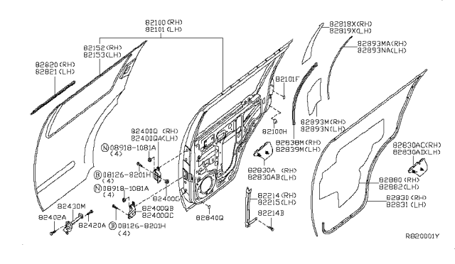 2007 Nissan Pathfinder  Door-Rear, RH Diagram for 82100EA530