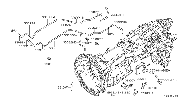 2011 Nissan Pathfinder  Hose-Breather Diagram for 310988S016