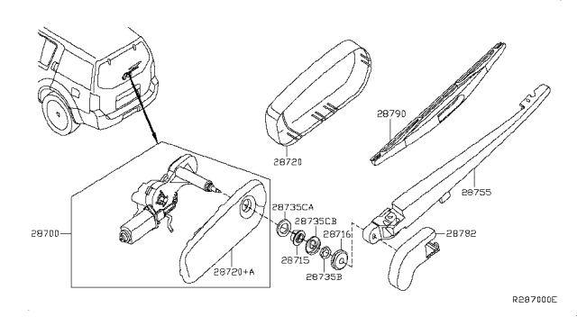 2011 Nissan Pathfinder  Nut Diagram for 287180V000