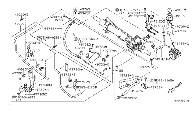 2010 Nissan Pathfinder  Oil Cooler Assembly - Power Steering Diagram for 49790ZL20A