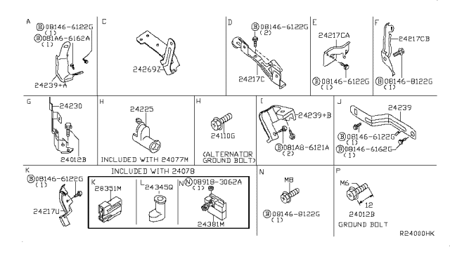 2007 Nissan Pathfinder  Bracket-Harness Clip Diagram for 24239EA210