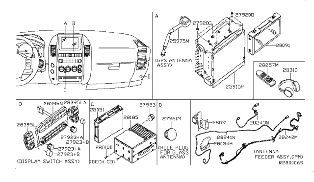 2008 Nissan Pathfinder  Bracket-Satellite Radio Tuner, R Diagram for 28034EA00A