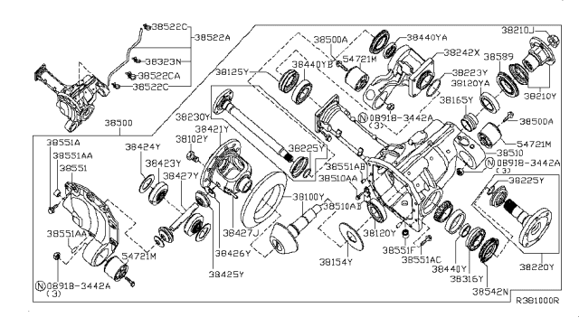 2009 Nissan Pathfinder  Seal-O Ring, Side Flange Diagram for 382238S110