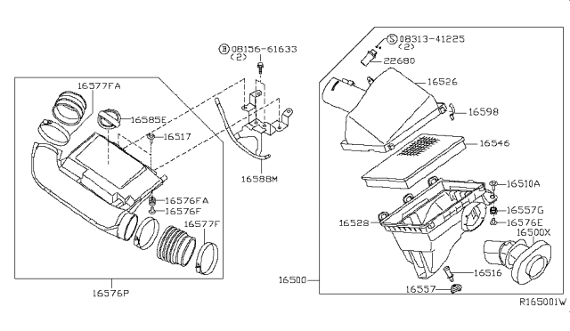 2012 Nissan Pathfinder  Air Cleaner Diagram for 16500EA200