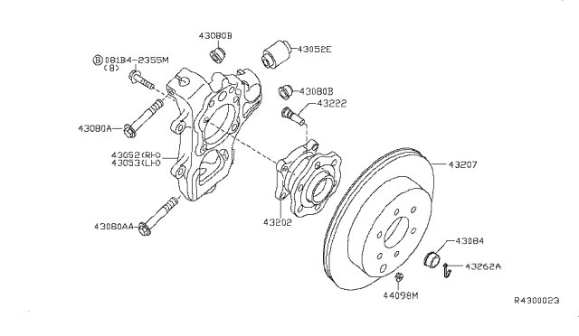 2007 Nissan Pathfinder  Hub Assy-Rear Diagram for 43202EA500