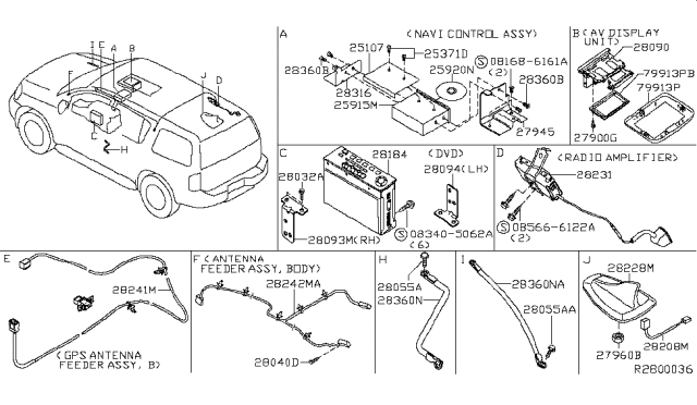 2008 Nissan Pathfinder  Feeder-Antenna Diagram for 28243EA00A