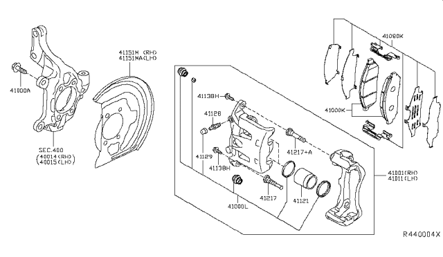 2018 Nissan Leaf  Disc Brake Pad Kit Diagram for D10605TA0A