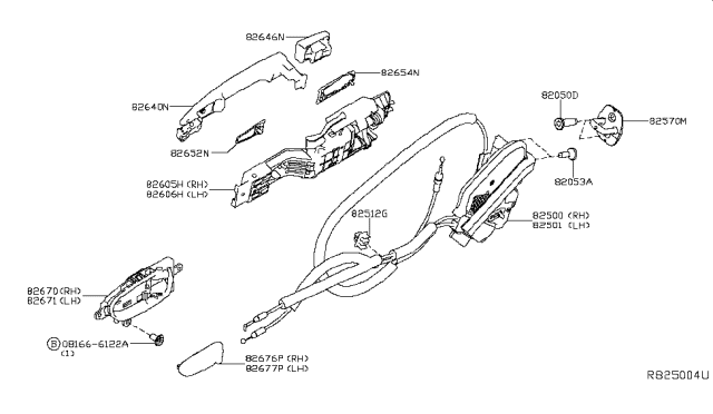 2018 Nissan Leaf  Rear Left Driver Door Lock Actuator Diagram for 825014NP0A