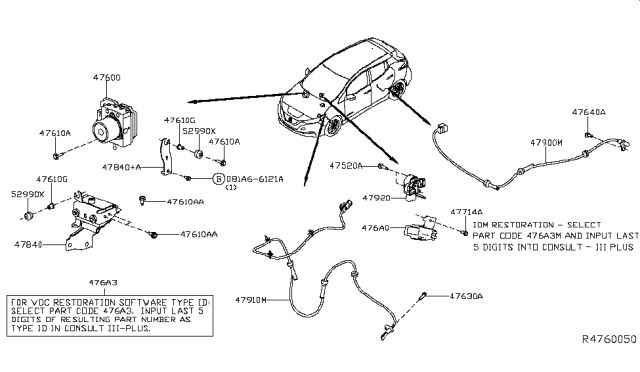 2018 Nissan Leaf  Sensor-Assembly-Brake Stroke Diagram for 479203NA0A