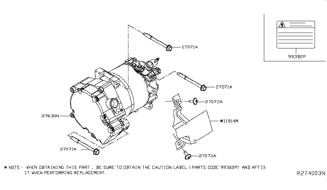2018 Nissan Leaf  Compressor-Air Conditioner Diagram for 926005SA0A