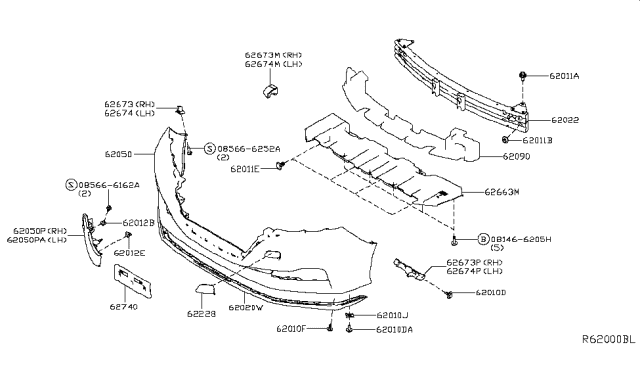 2019 Nissan Leaf Moulding-Front Bumper, Lower Diagram for 620845SN0A